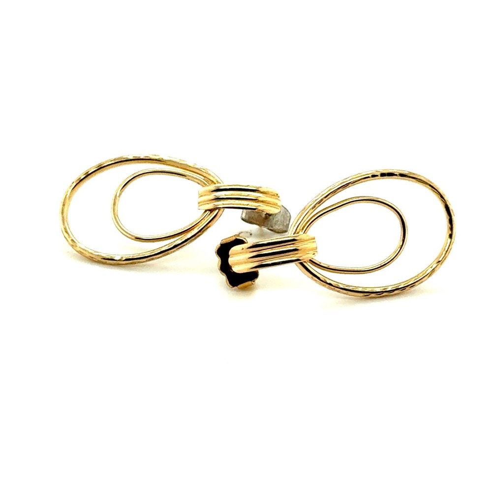 Vintage 10k Yellow Gold Double Oval Hoop Earrings